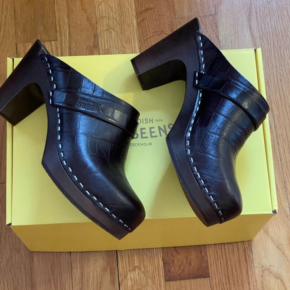 SWEDISH HASBEENS Slip In Brown Crocodile Clog - Women’s Size 37 (= Size 7) NEW - Picture 8 of 13